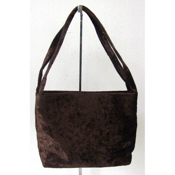 Valerie Stevens Mini Bag Vintage Brown Velvet Paisley Imprint Purse Made Italy - Picture 1 of 8
